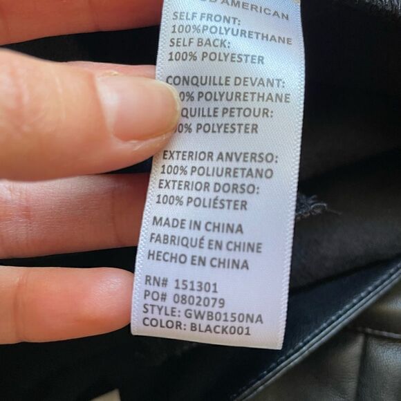 GOOD AMERICAN FAUX LEATHER WIDE LEG CROPPED TROUSER Size 15 NWOT - Picture 4 of 11